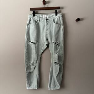 ONE TEASPOON MESSED UP SAINTS DISTRESSED BOYFRIEND JEAN SIZE 27 FADED KHAKI
